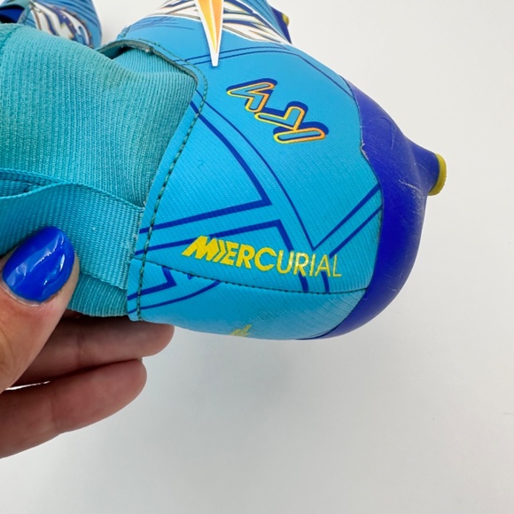 Nike Zoom Mercurial Swoosh Pull On Blue Soccer Cleats Youth Size 5.5 - Picture 7 of 10